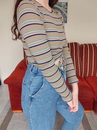 Camiseta de rayas fruncida  S – Pull & Bear