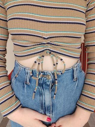 Camiseta de rayas fruncida  S – Pull & Bear