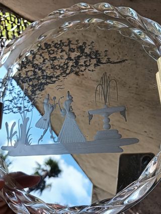 Piatto specchiato Murano con manici dorati