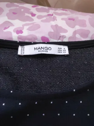 Vestido Mango negro con puntitos blancos Talla XS