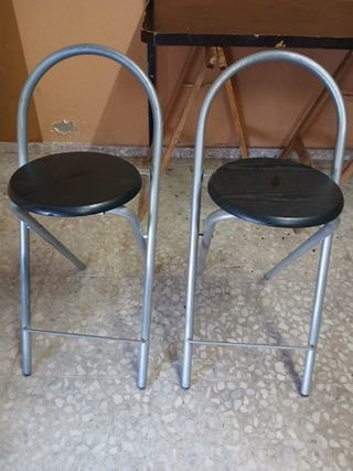 2 Taburetes Altos Metal y Madera