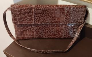 Bolso cartera piel marrón grande para documentos