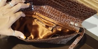 Bolso cartera piel marrón grande para documentos