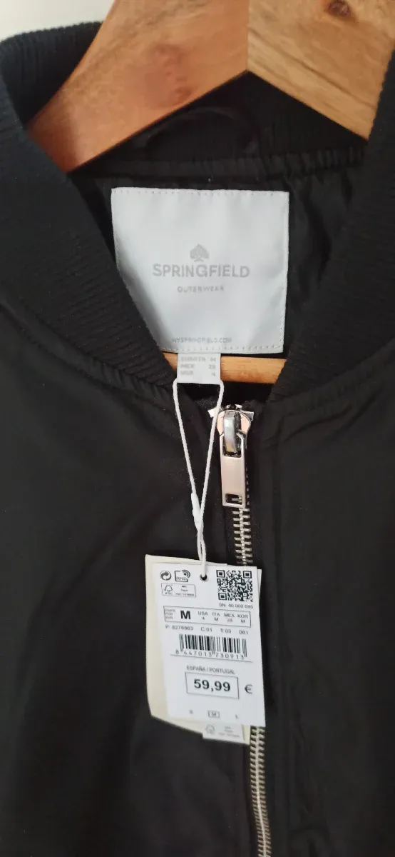 Chaqueta Bomber Negra Talla M