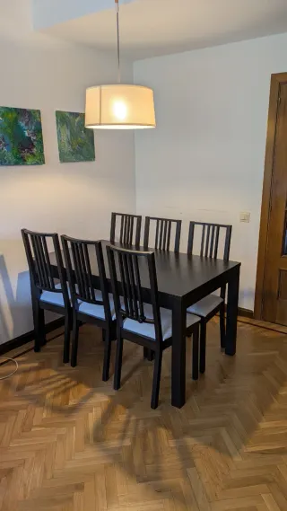 Mesa comedor extensible madera oscura