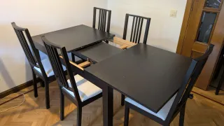 Mesa comedor extensible madera oscura