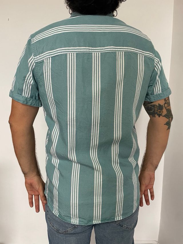 Camisa rayas vintage verde y blanco