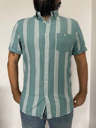 Camisa rayas vintage verde y blanco