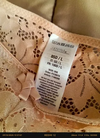 Conjunto lencería encaje beige Talla L