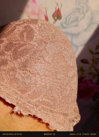 Conjunto lencería encaje beige Talla L