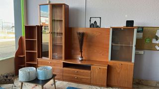 Mueble de salón económico madera y cristal