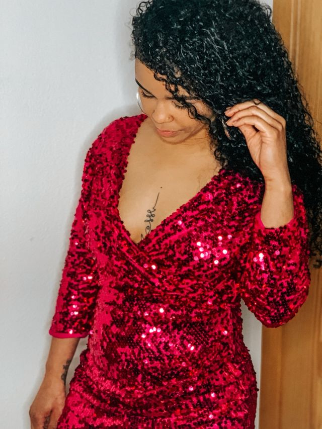 Vestido lentejuelas rosa