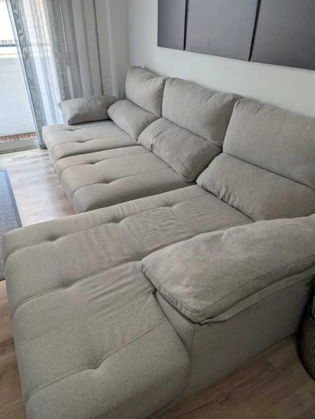 Sofá 4 plazas con Chaiselongue Beige