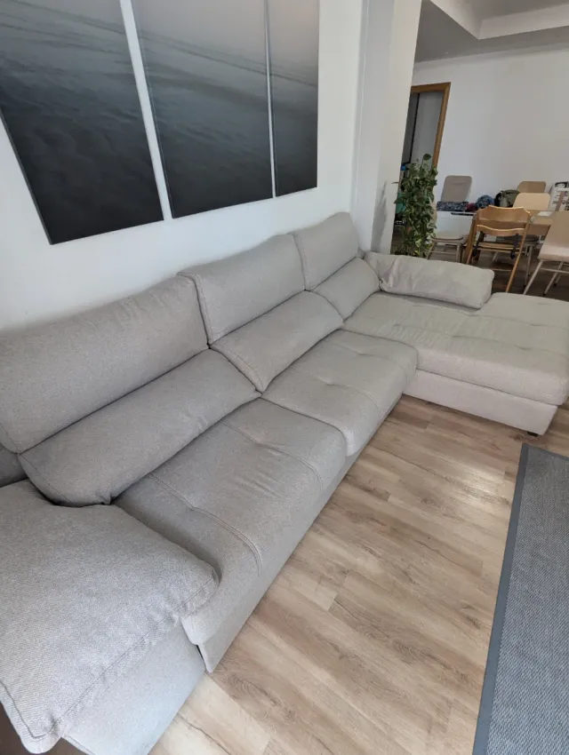 Sofá 4 plazas con Chaiselongue Beige