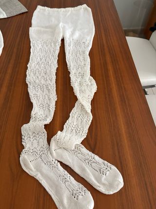 Panty calado hilo perle blanco. Niña de 10-12años