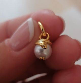 Ciondolo snake Argento S925 Placcato Oro con Perla