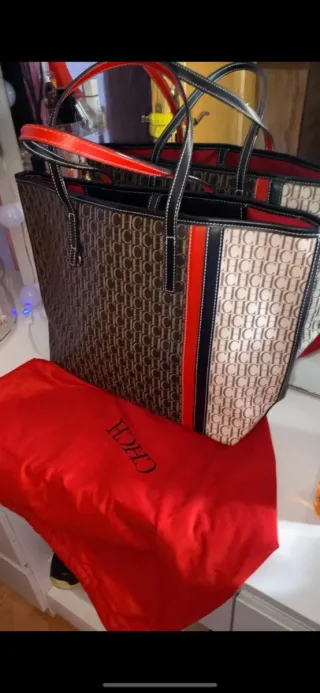 Bolso Carolina Herrera Marrón y Rojo