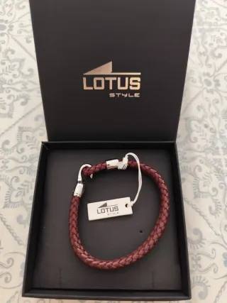 Pulsera Lotus Cuero Trenzado Marrón y Plata