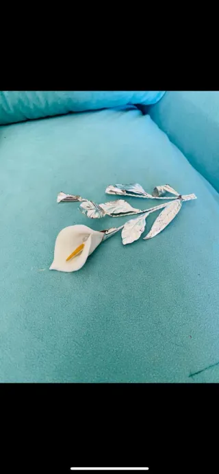 Fiore decorativo metallo argento bianco