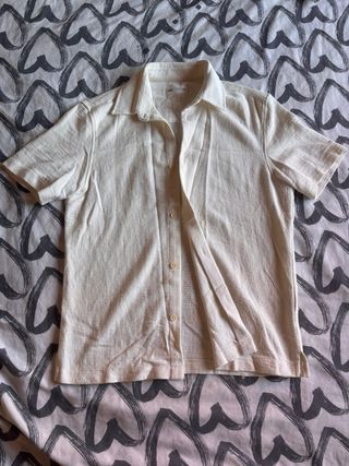 Camisa Zara Lino Beige Manga Corta