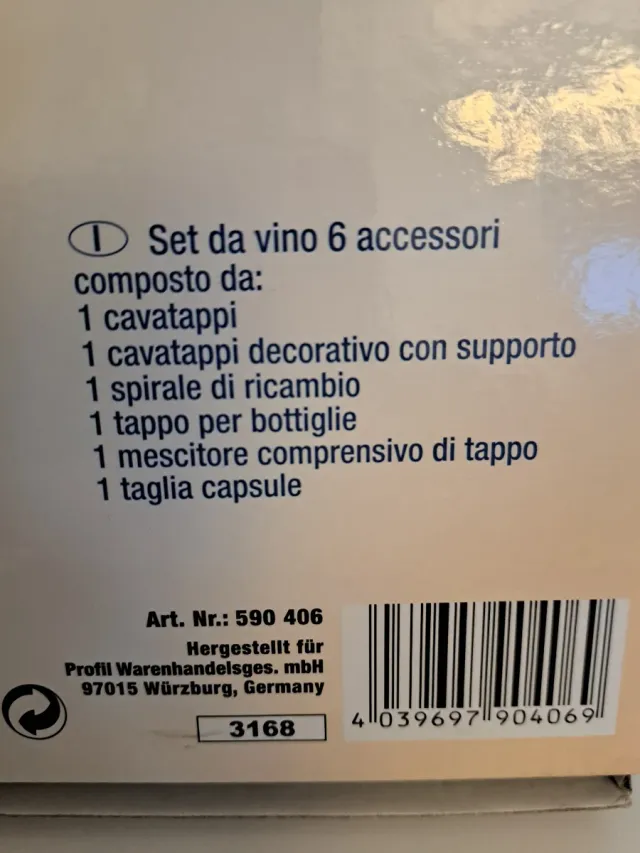 Set accessori vino Eurohome 6 pezzi