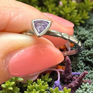 Anello fedina argento 925 cristallo viola