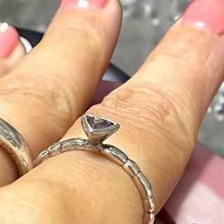 Anello fedina argento 925 cristallo viola