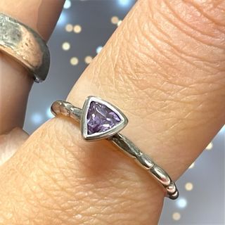 Anello fedina argento 925 cristallo viola
