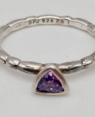 Anello fedina argento 925 cristallo viola