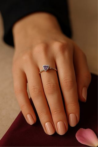 Anello fedina argento 925 cristallo viola