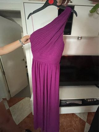 Vestido fiesta morado una manga