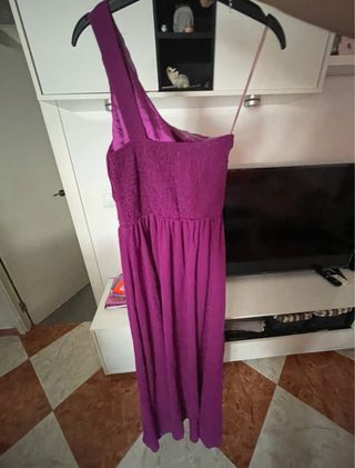 Vestido fiesta morado una manga