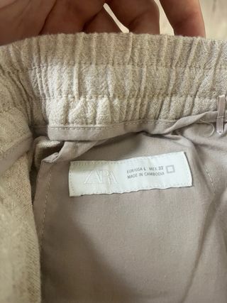 Pantalón Zara Lino Beige