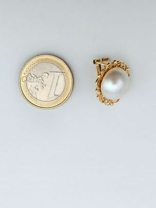 Pendientes de Oro 18K, Perlas con Marco, 6,88gr