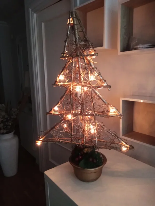 Árbol Decoración Navidad Mimbre,con luz