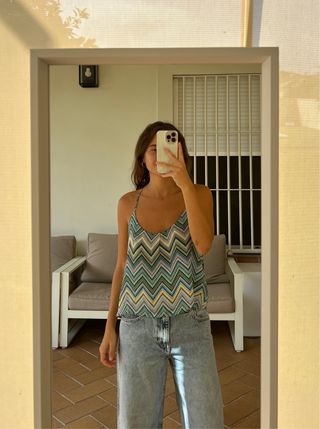 Blusa con estampado zig-zag