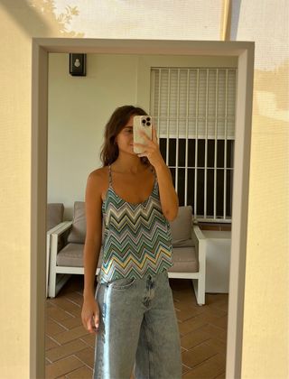Blusa con estampado zig-zag