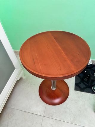 Mesita auxiliar redonda madera y metal