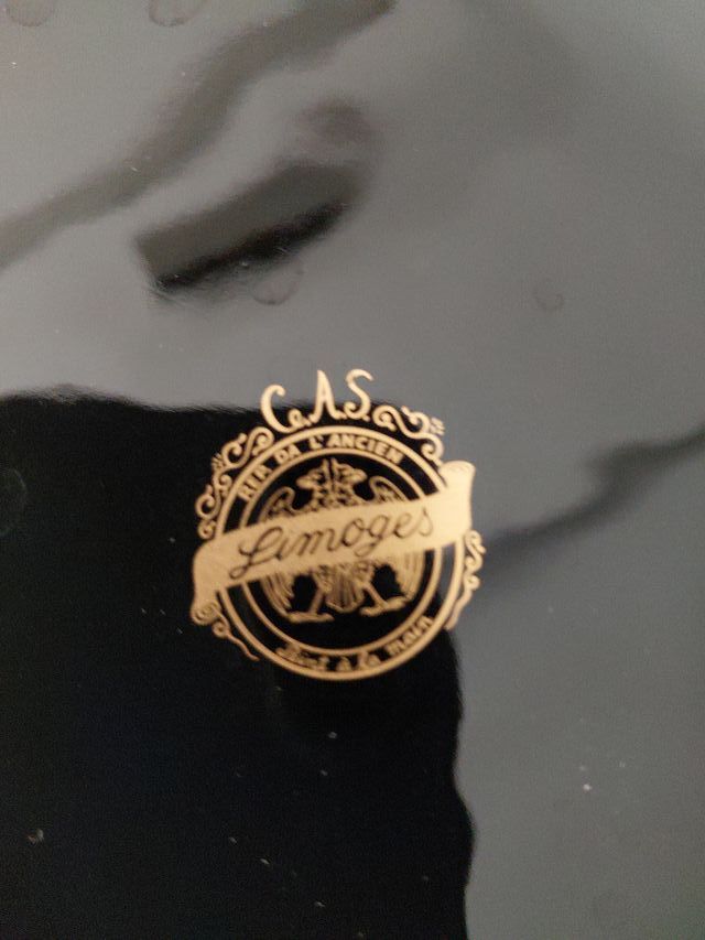 Jarrón Limoges Porcelana Negro y Dorado