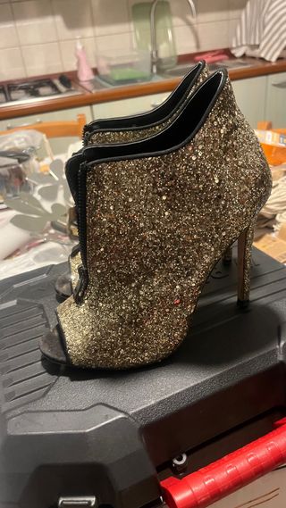 Scarpe ASOS oro glitter peep toe tacco