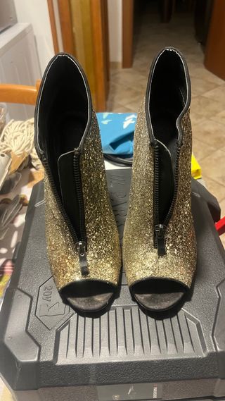 Scarpe ASOS oro glitter peep toe tacco