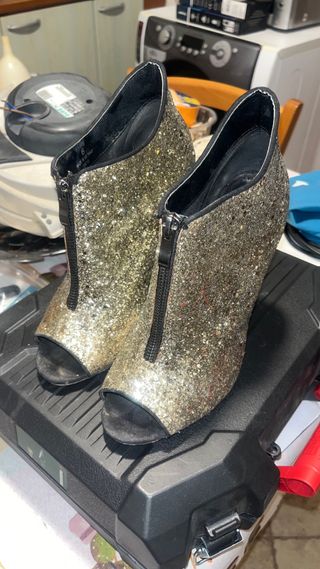 Scarpe ASOS oro glitter peep toe tacco