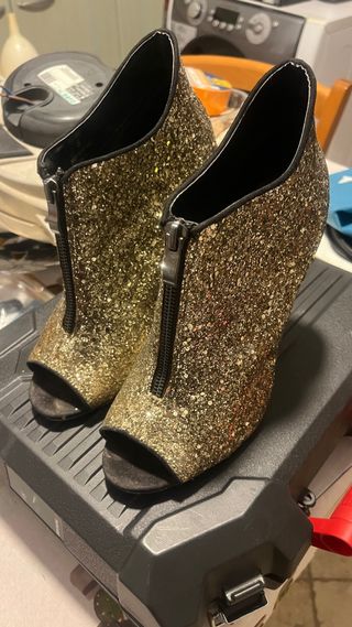 Scarpe ASOS oro glitter peep toe tacco