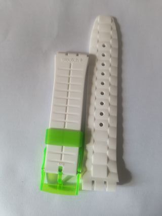 Correa Swatch Scuba 200 Verde y Blanca 21 mm.
