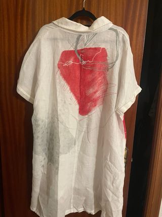 Vestido camisero de lino con estampado