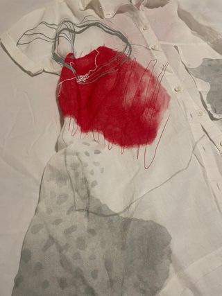 Vestido camisero de lino con estampado