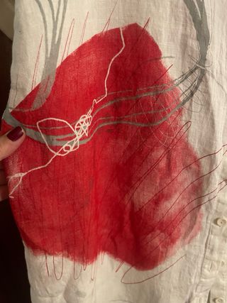 Vestido camisero de lino con estampado