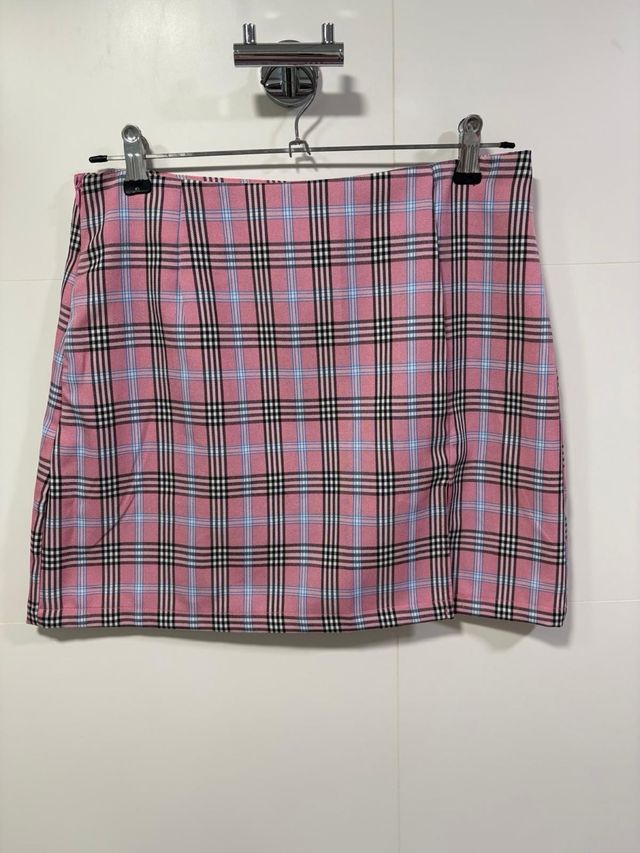 Falda cuadros rosa