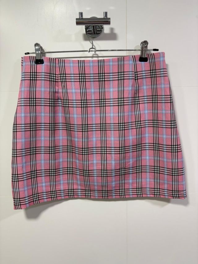 Falda cuadros rosa