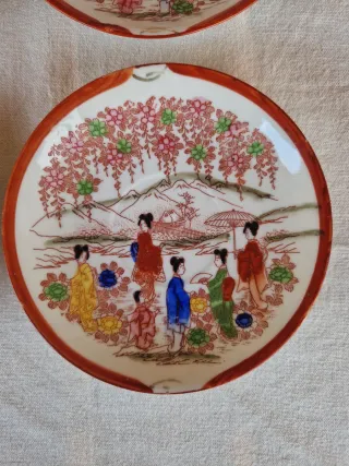 4 Platitos Japoneses Porcelana Antiguos